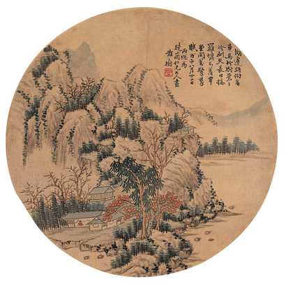 秦敏树 草堂闲对图 立轴